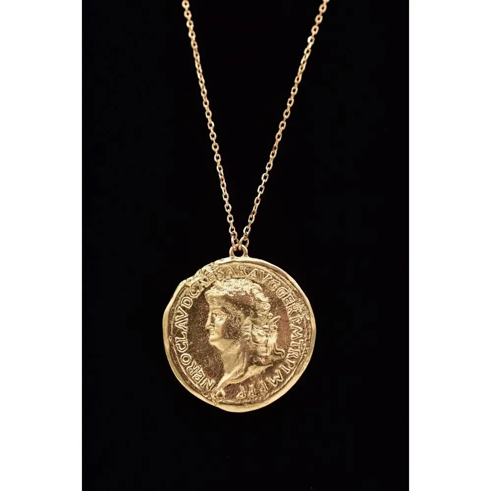 Jade & Jasper Vintage Coin Station Necklace Brushed Gold Satin Signed BinBL